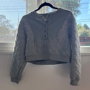 Anthropologie Quilted Crewneck Sweatshirt in Heather Gray